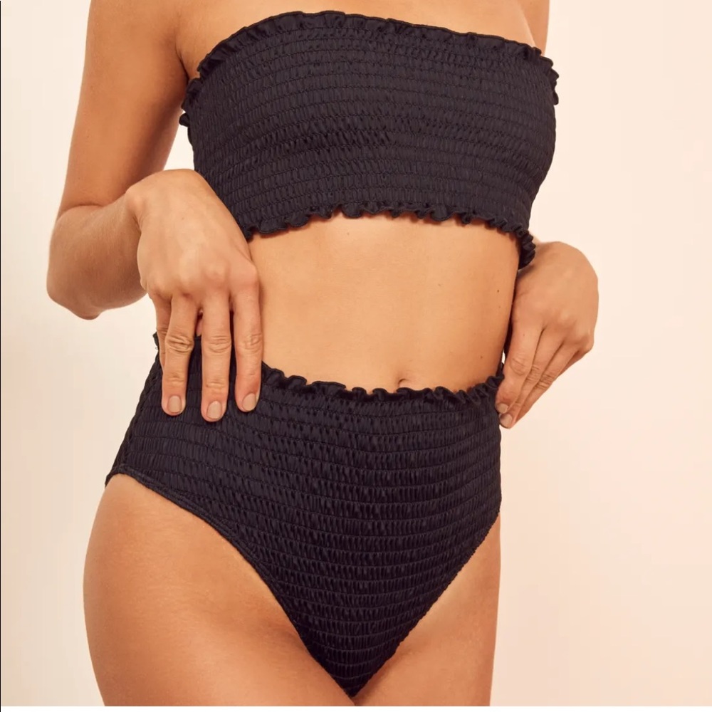 Reformation Smocked Bikini Set. Size XS. Black. NWT